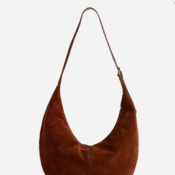 Madewell Chocolate Suede Crescent Shoulder Bag - Picture 2 of 6